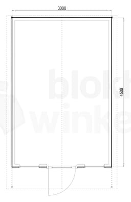 Plattegrond Woodford houtskeletbouw tuinhuis Springfield 300x450