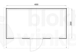 Plattegrond Woodford houtskeletbouw tuinhuis Springfield 400x200