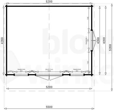 Plattegrond blokhut Bareggio geïmpregneerd Plattegrond blokhut Bareggio geïmpregneerd
