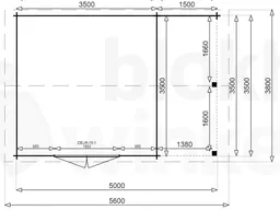 blokhut Montana Lounge 350x350 geïmpregneerd - Luxhouse - FFMOL350x350-DI - 370x370