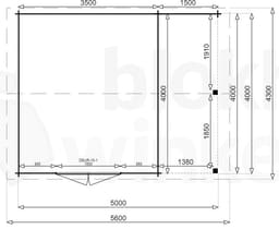 blokhut Montana Lounge 350x400 geïmpregneerd - Luxhouse - FFMOL350x400-DI - 370x420