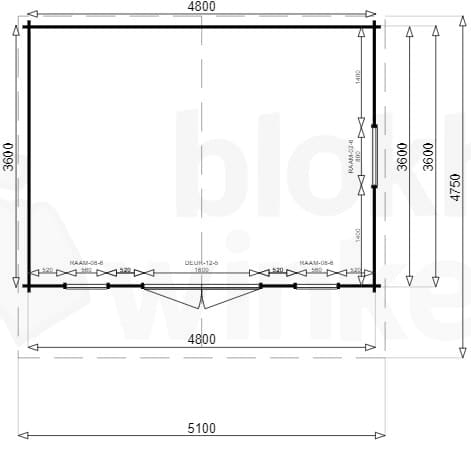 Plattegrond blokhut Padova Plattegrond blokhut Padova