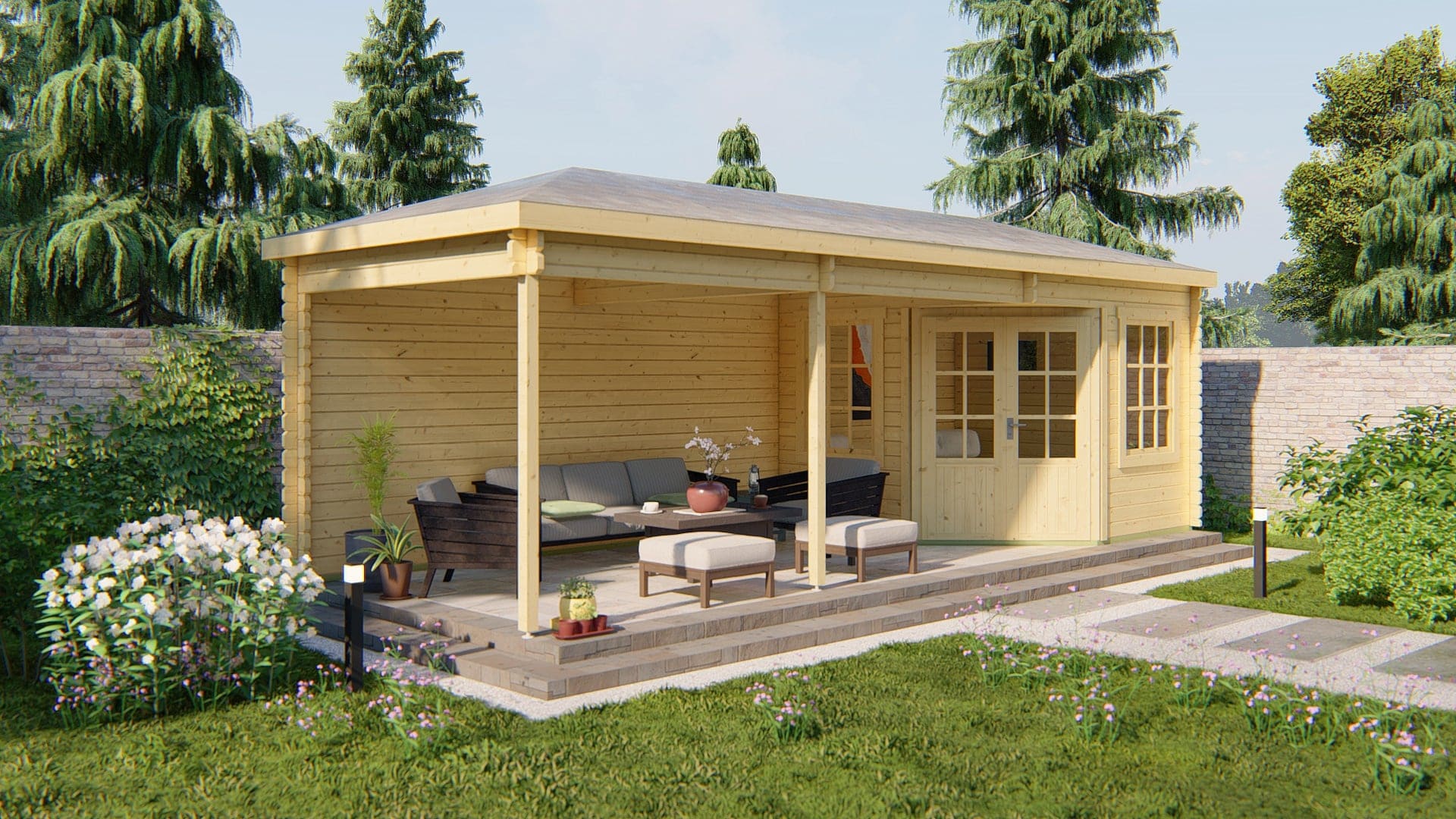 Blokhut Bertil geïmpregneerd | Inclusief fundamentbalken, shingles, startset en bezorging!
