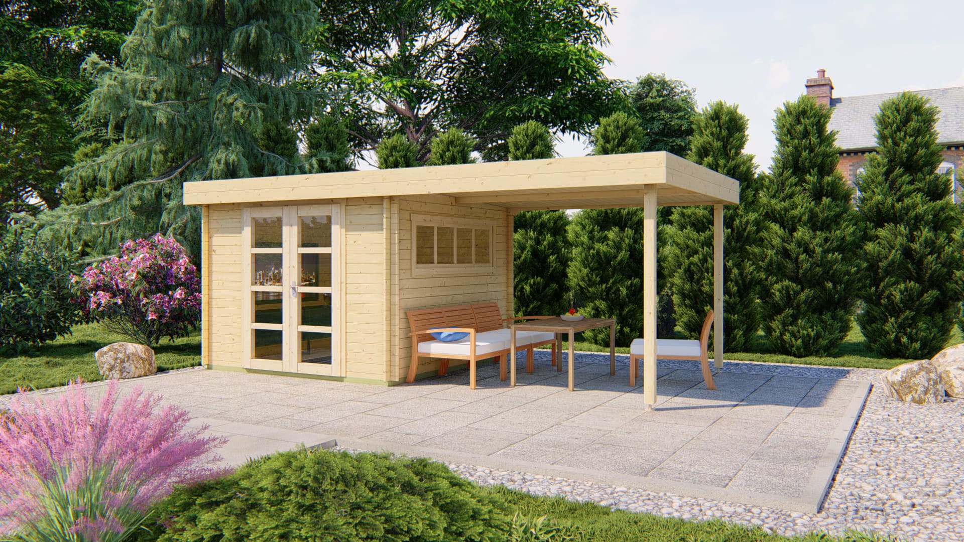 Blokhut Dellinger | Inclusief fundamentbalken, easyroofing, startset en bezorging!