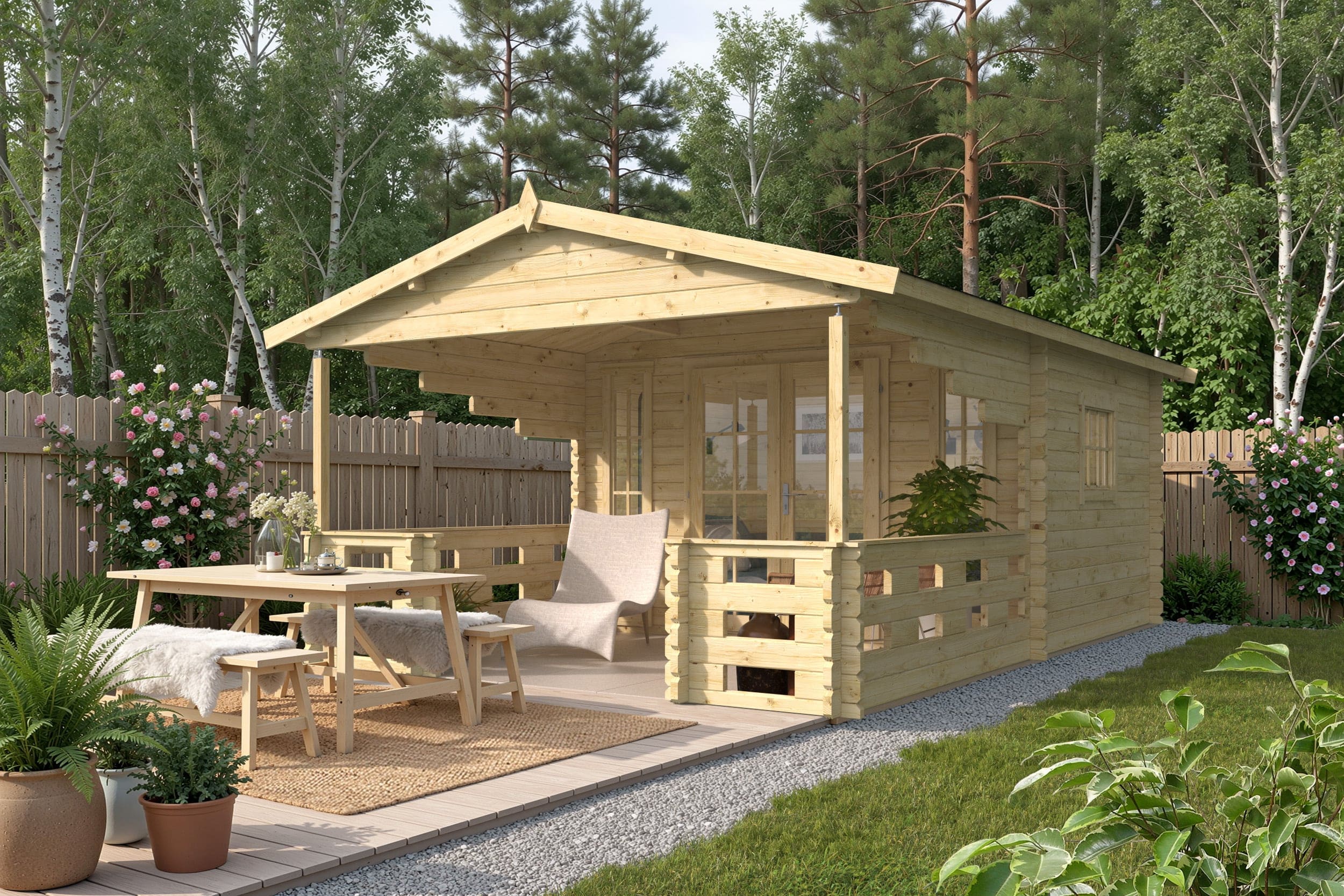 Blokhut Sanstrov | Inclusief fundamentbalken, shingles, startset en bezorging!