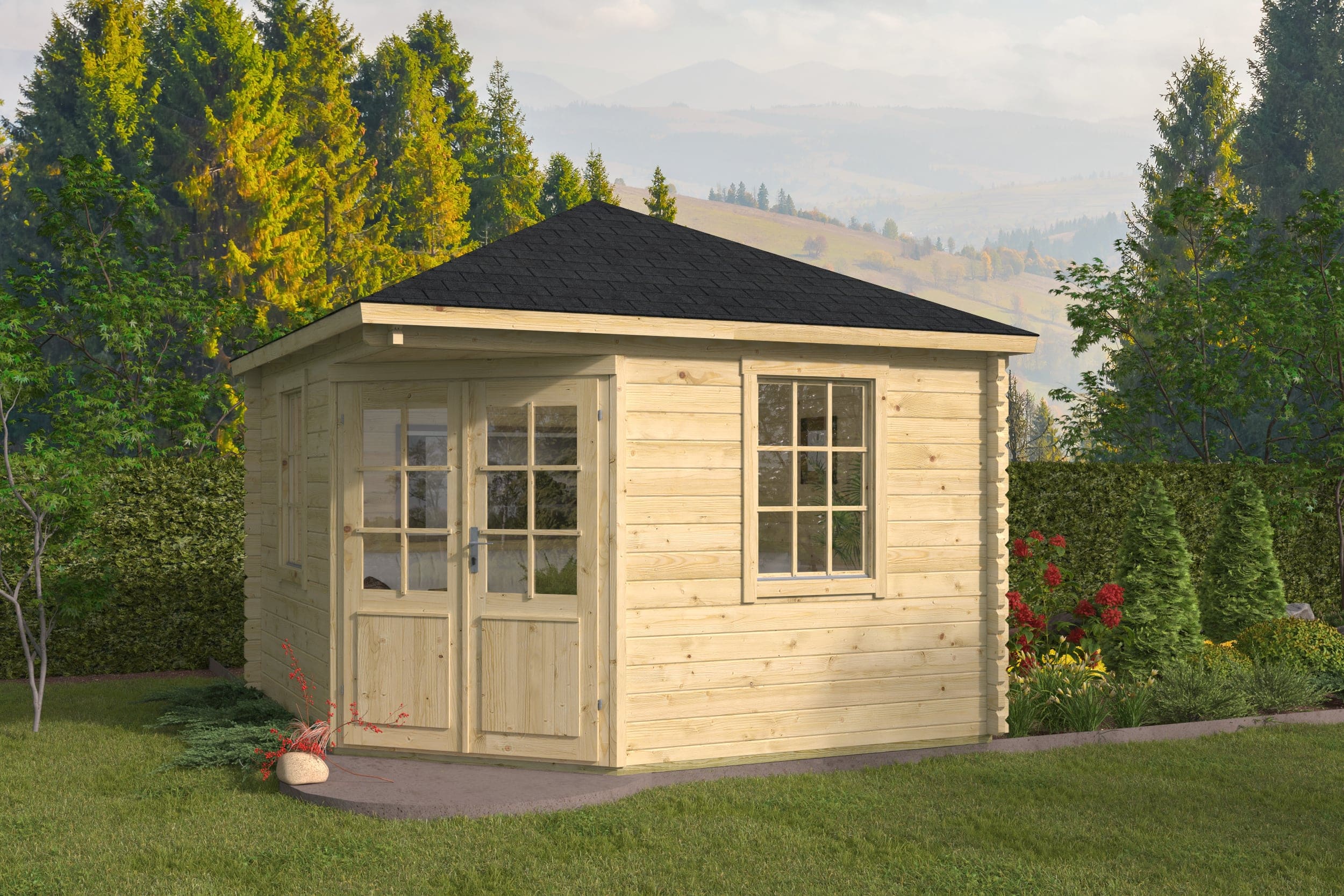 Blokhut Nilsson | Inclusief fundamentbalken, shingles, startset en bezorging!