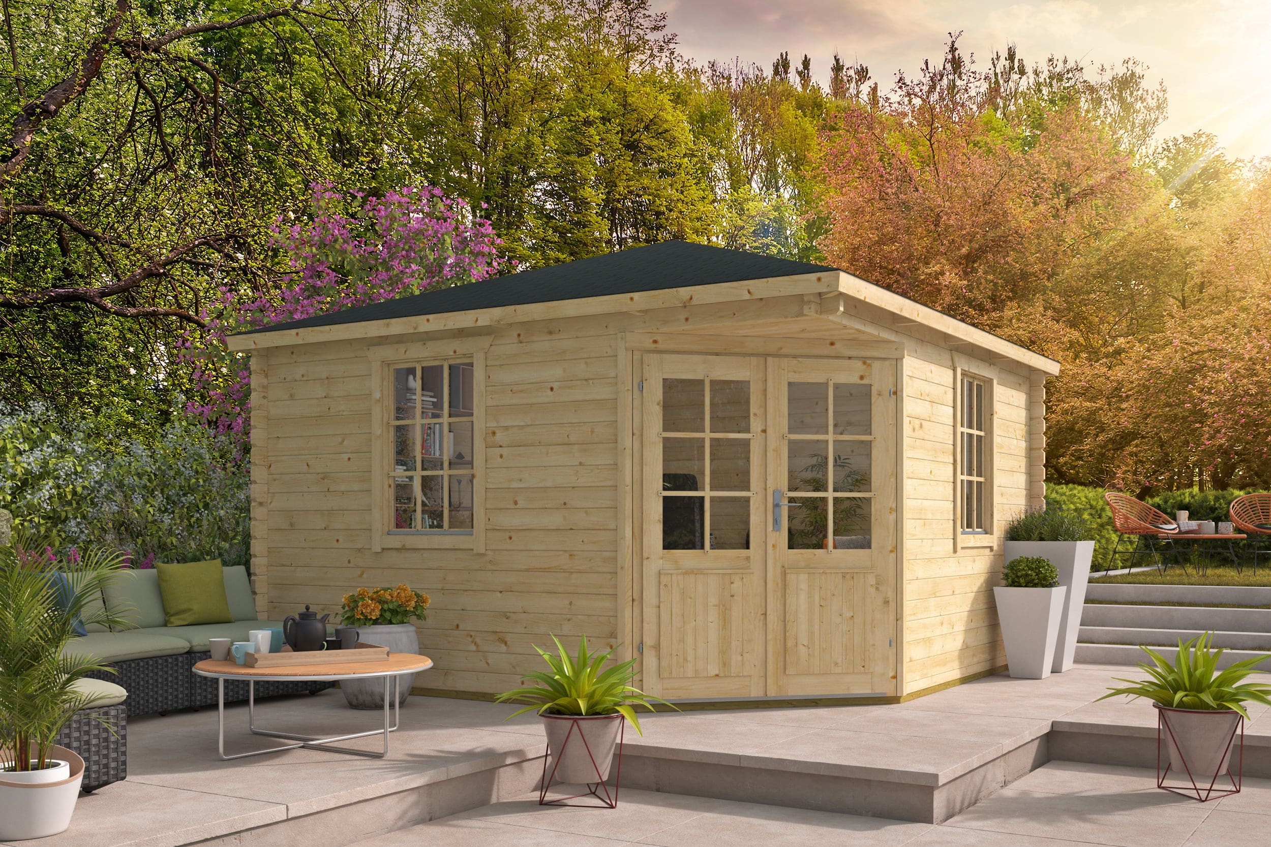 Blokhut Lotte | Inclusief fundamentbalken, shingles, startset en bezorging!