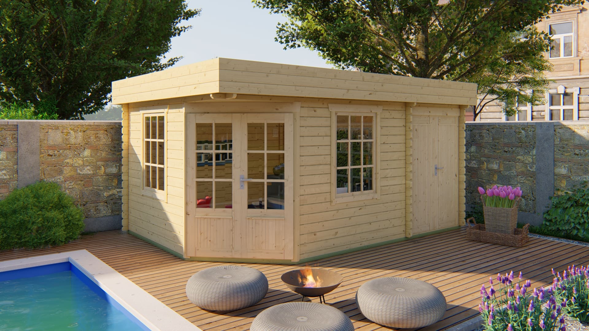 Blokhut Helge geïmpregneerd | Inclusief fundamentbalken, easyroofing, startset en bezorging!