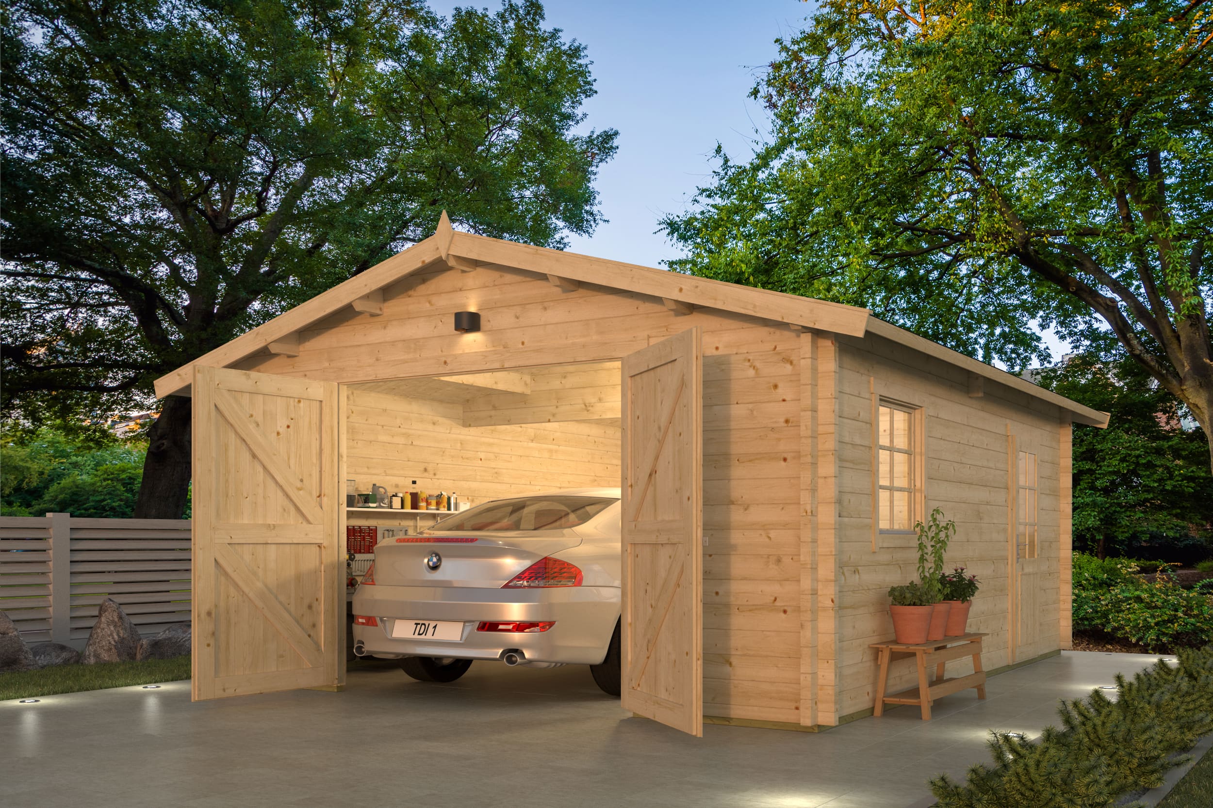 Blokhut Houten Garage Rydell XXL | Inclusief fundamentbalken, shingles, startset en bezorging!