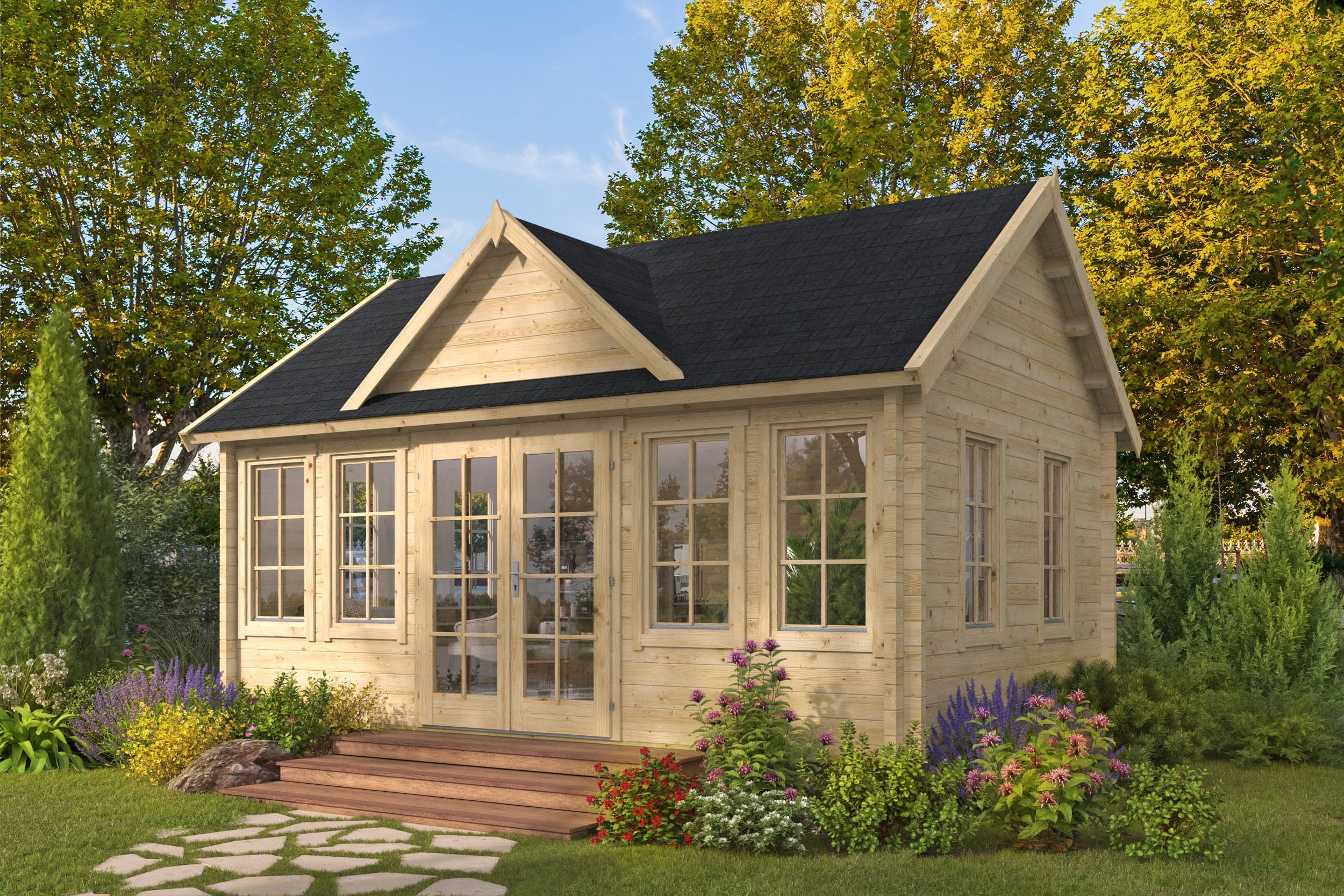 Blokhut Clockhouse Trevor | Inclusief fundamentbalken, shingles, startset en bezorging!