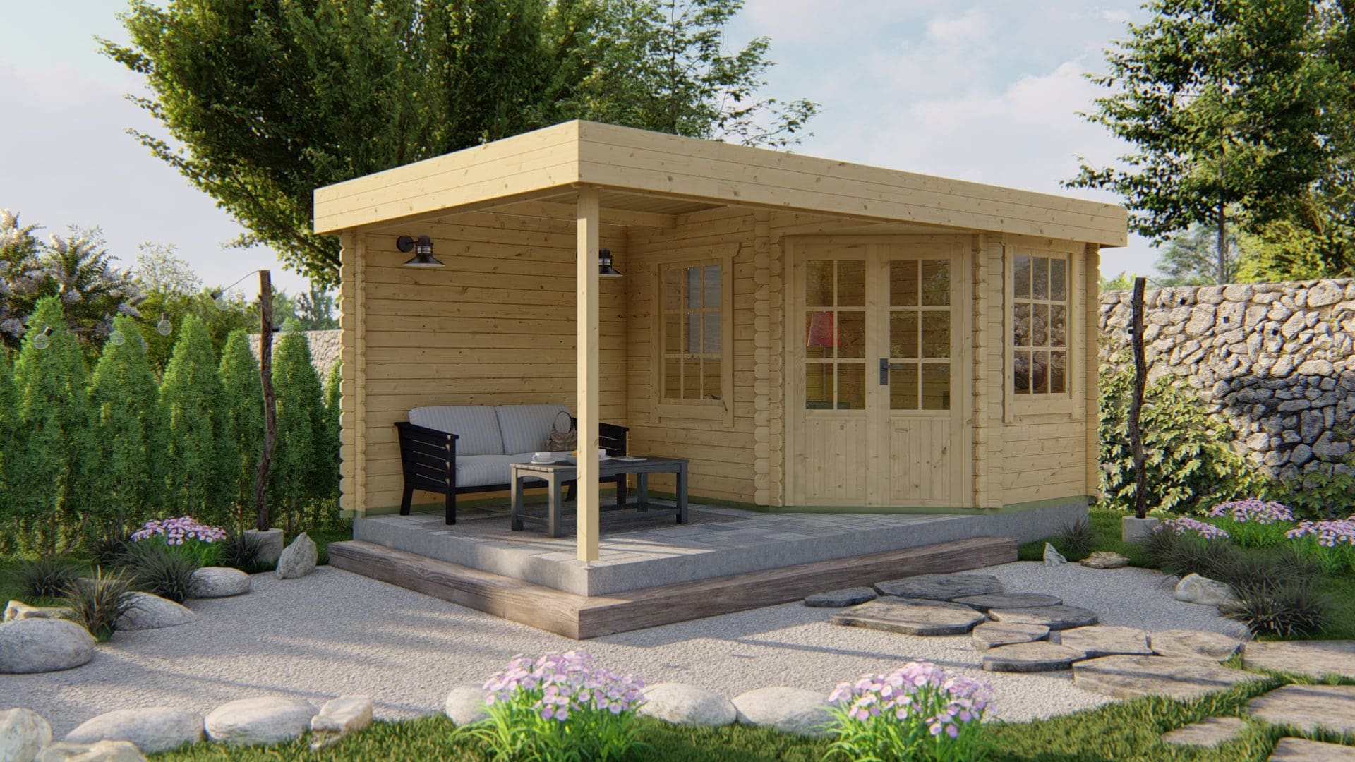 Blokhut Stig geïmpregneerd | Inclusief fundamentbalken, easyroofing, startset en bezorging!