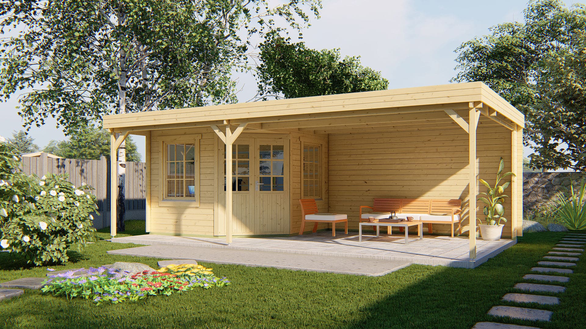 Blokhut Annette | Inclusief fundamentbalken, easyroofing, startset en bezorging!