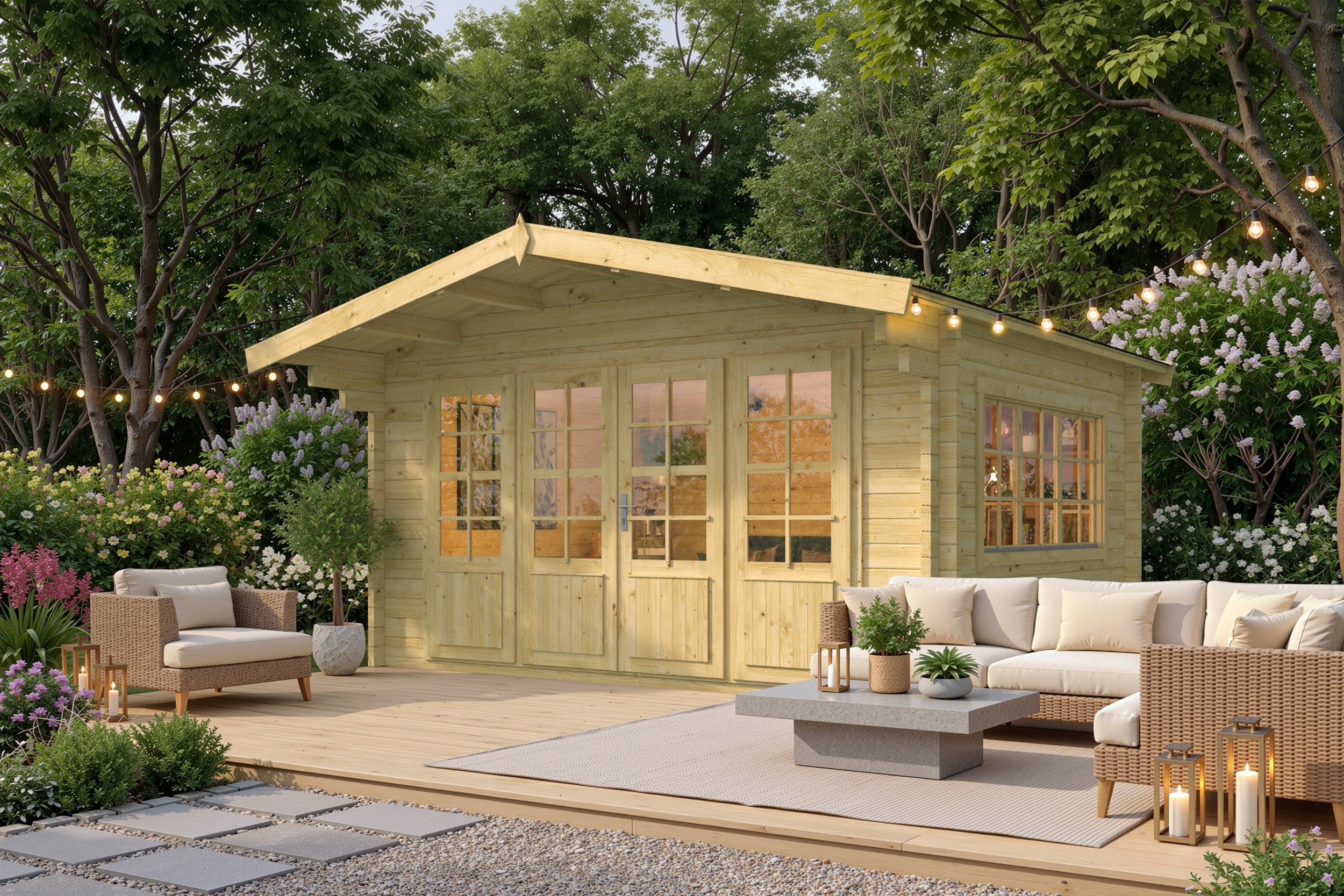 Blokhut Blackpool geïmpregneerd | Inclusief fundamentbalken, shingles, startset en bezorging!
