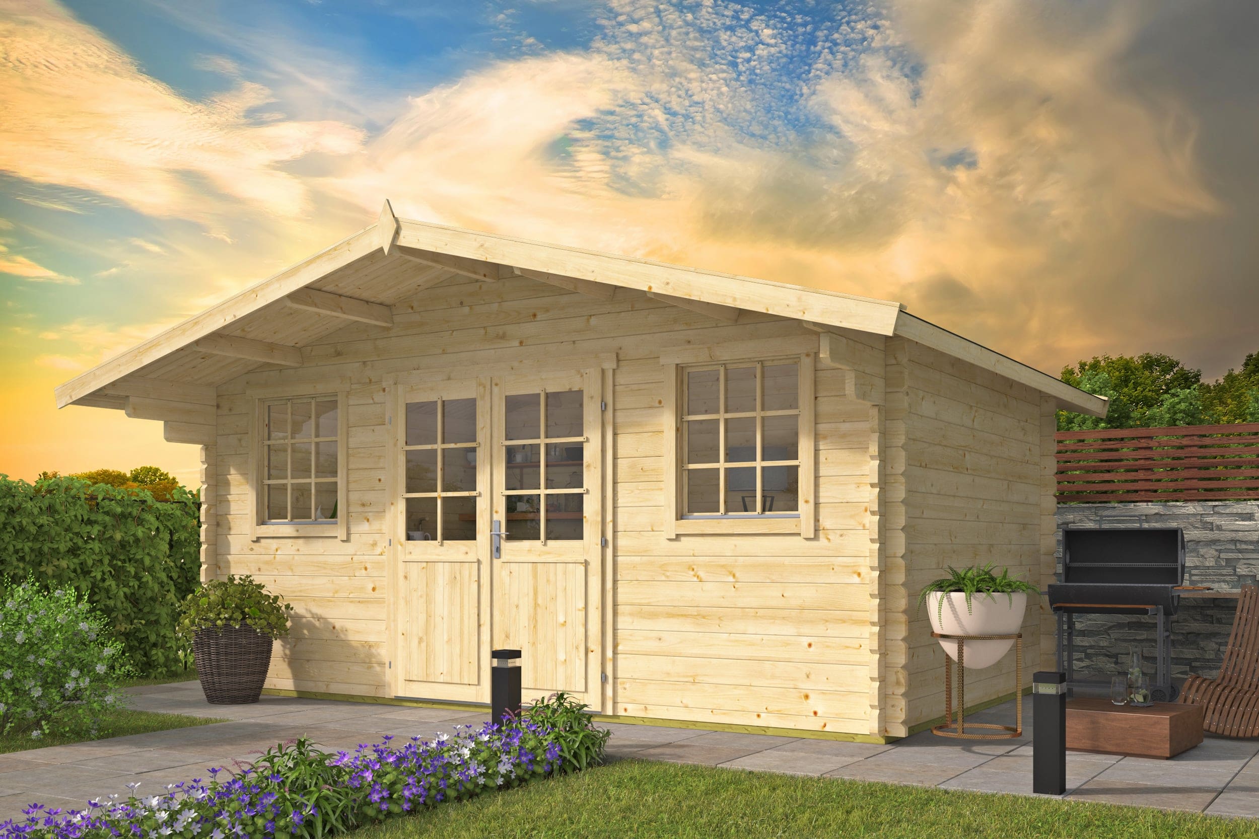 Blokhut Inge | Inclusief fundamentbalken, shingles, startset en bezorging!