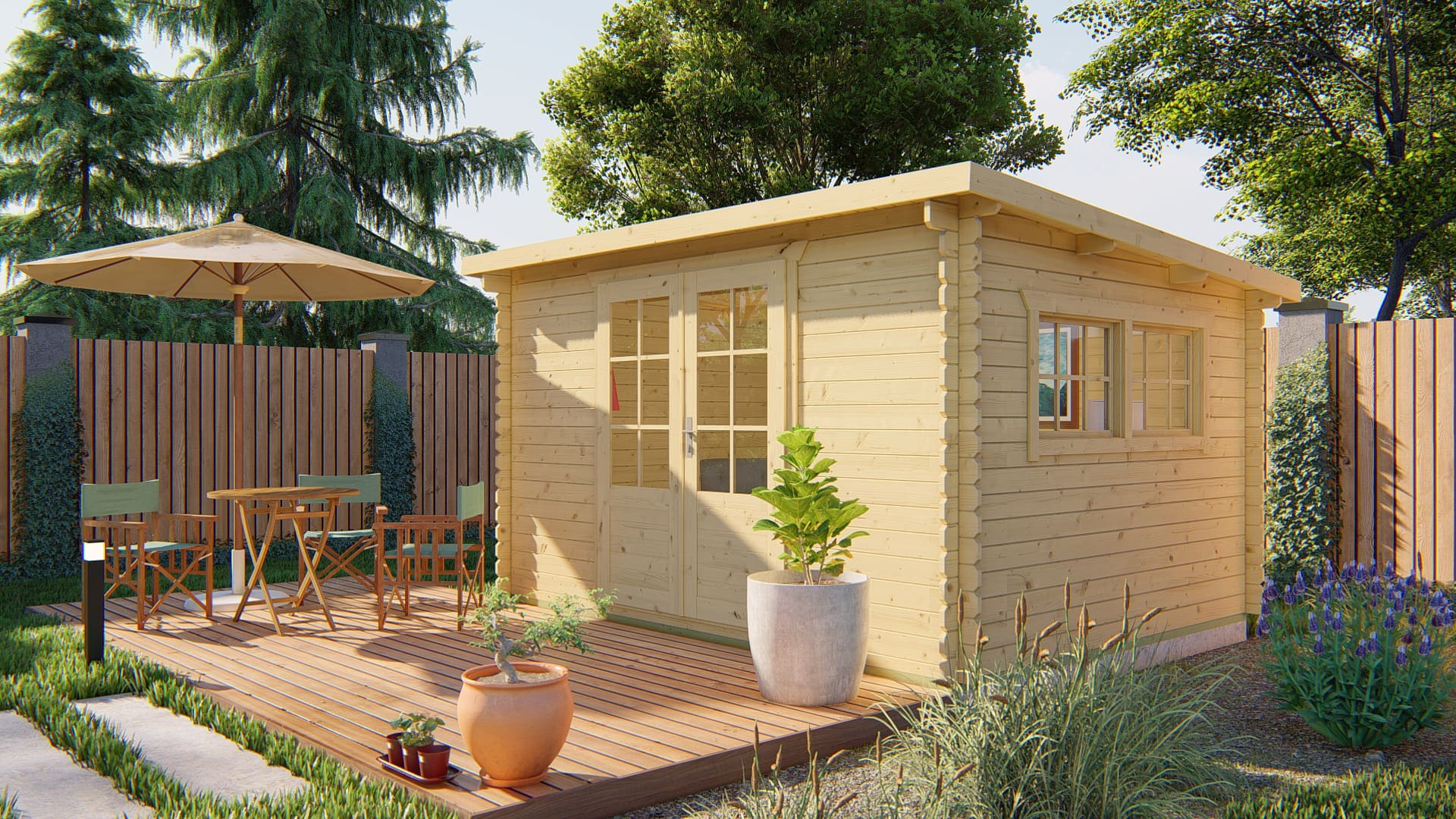 Blokhut Loya | Inclusief fundamentbalken, easyroofing, startset en bezorging!