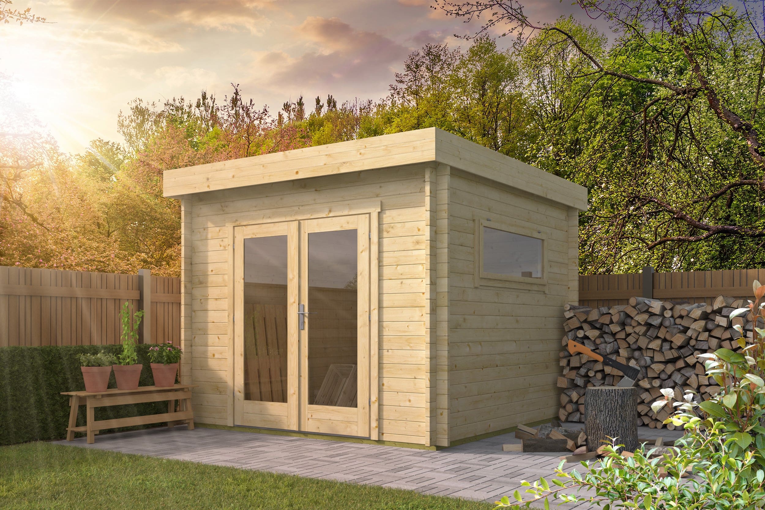 Blokhut Jamie | Inclusief fundamentbalken, easyroofing, startset en bezorging!