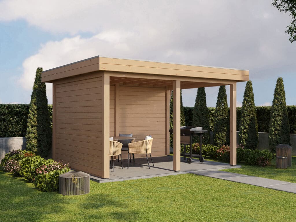 Lugarde Select Veranda Vorden 388x300cm - 28mm - Plat dak - Onbehandeld