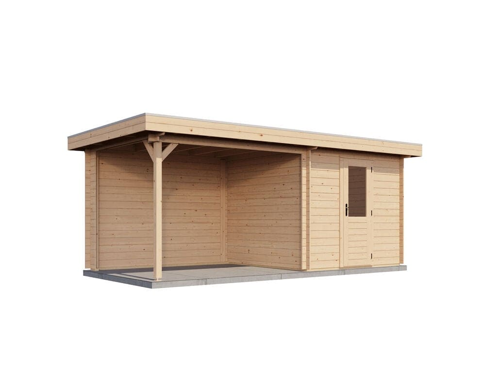 Lugarde Select Blokhut met Overkapping Deventer 250x250cm + 300cm - Onbehandeld