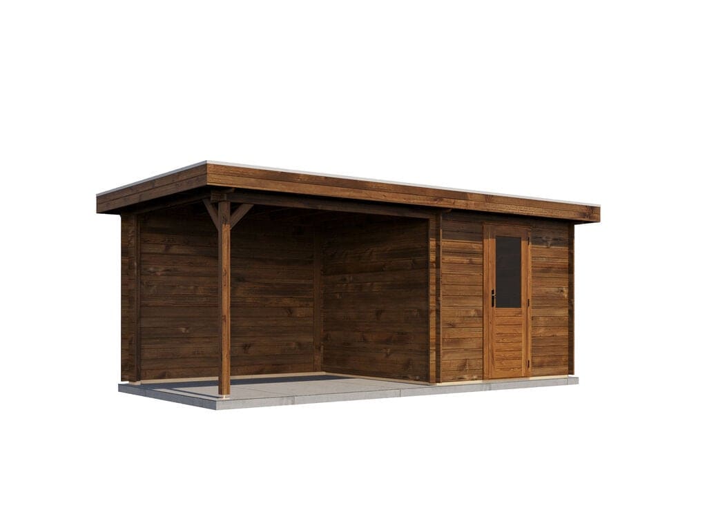 Lugarde Select Blokhut met Overkapping Deventer 250x250cm + 300cm - Behandeld
