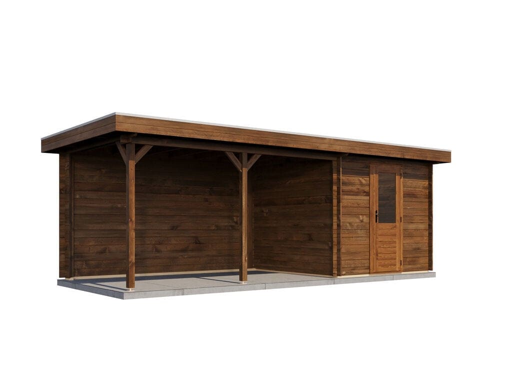 Lugarde Select Blokhut met Overkapping Ede 250x250cm + 400cm - Behandeld