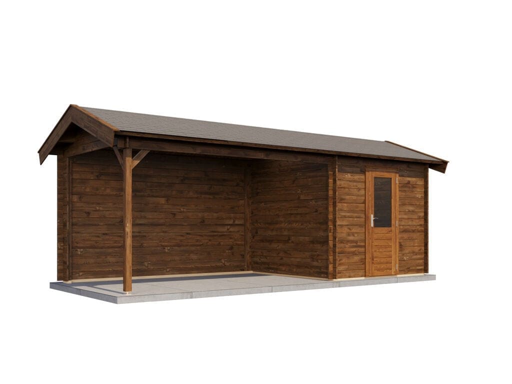 Lugarde Select Blokhut met Overkapping Oldenzaal 250x250cm + 400cm - Behandeld