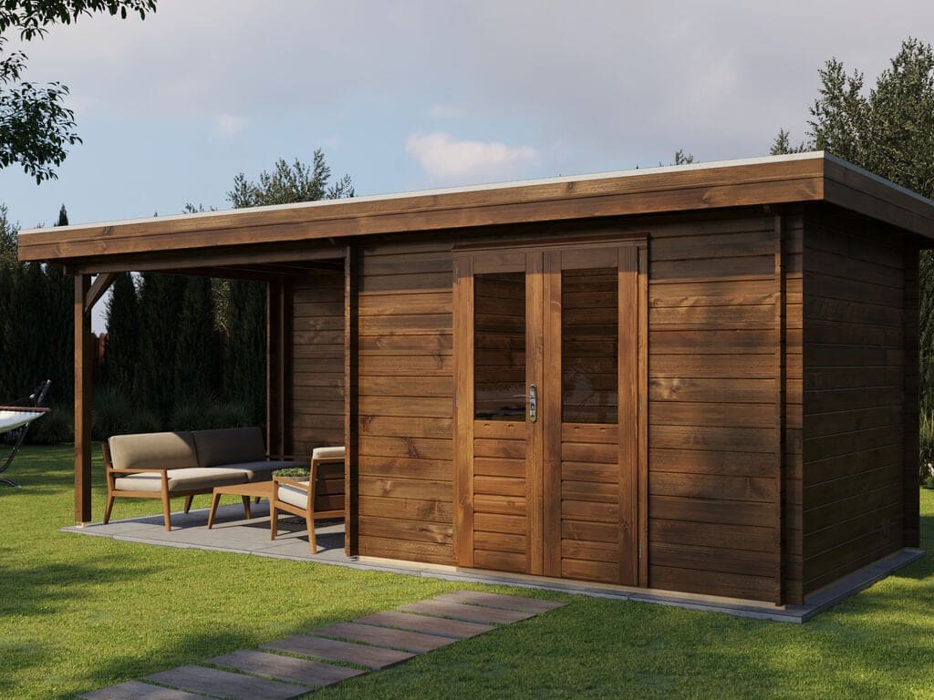 Lugarde Select Blokhut met Overkapping Wageningen 300x250cm + 300cm - Behandeld