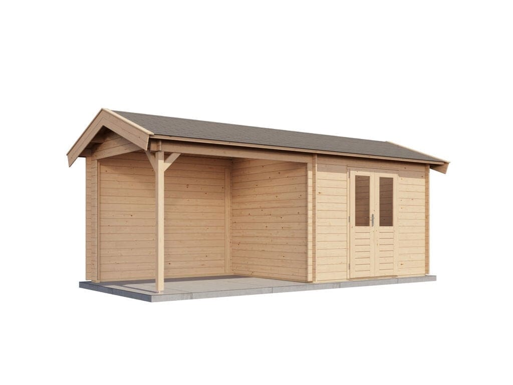 Lugarde Select Blokhut met Overkapping Varsseveld 300x250cm + 300cm - Onbehandeld