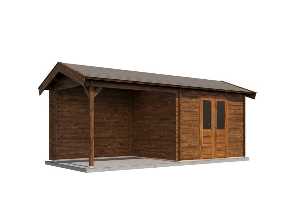 Lugarde Select Blokhut met Overkapping Varsseveld 300x250cm + 300cm - Behandeld