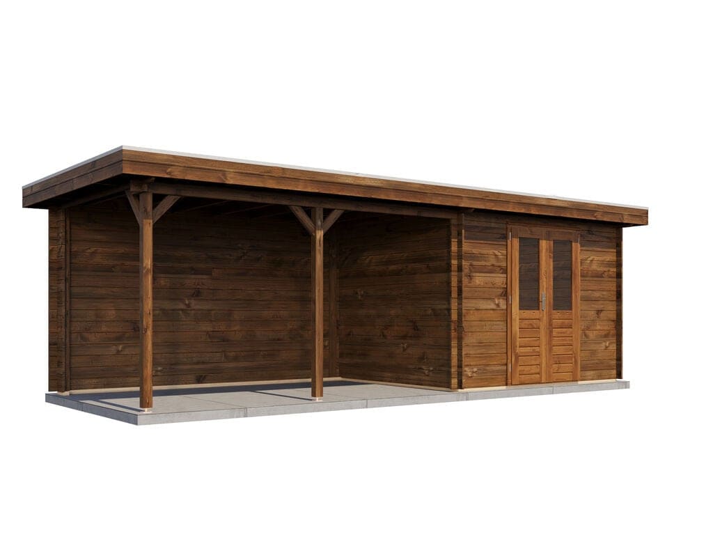 Lugarde Select Blokhut met Overkapping Zandvoort 300x250cm + 400cm - Behandeld