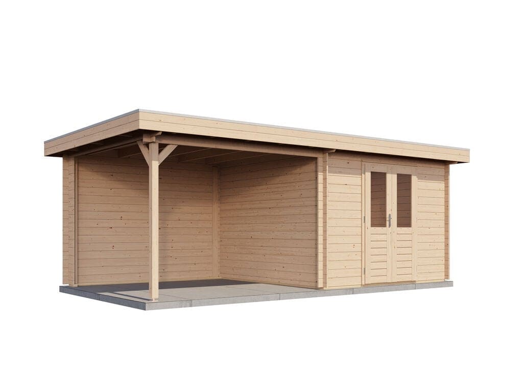 Lugarde Select Blokhut met Overkapping Hilversum 300x300cm + 300cm - Onbehandeld