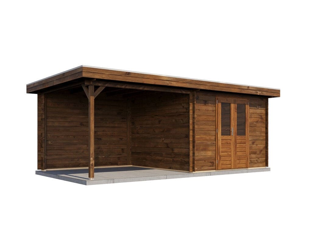 Lugarde Select Blokhut met Overkapping Hilversum 300x300cm + 300cm - Behandeld