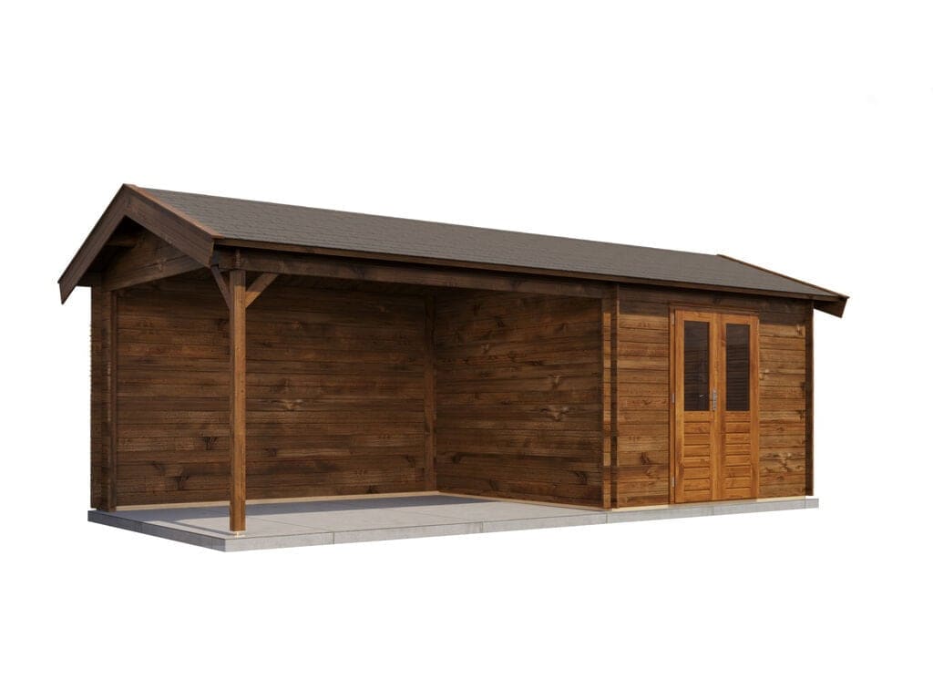 Lugarde Select Blokhut met Overkapping Epe 300x300cm + 400cm - Behandeld