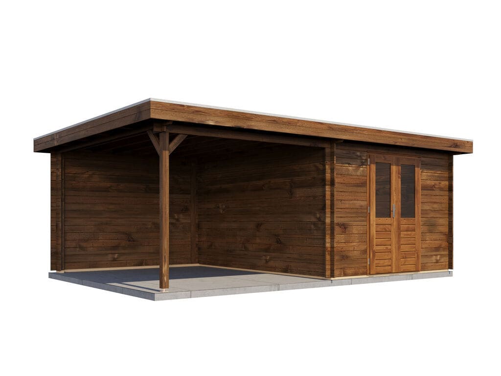 Lugarde Select Blokhut met Overkapping Tiel 300x400cm + 300cm - Behandeld