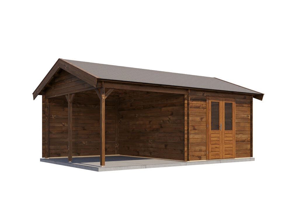 Lugarde Select Blokhut met Overkapping Hattem 300x400cm + 300cm - Behandeld