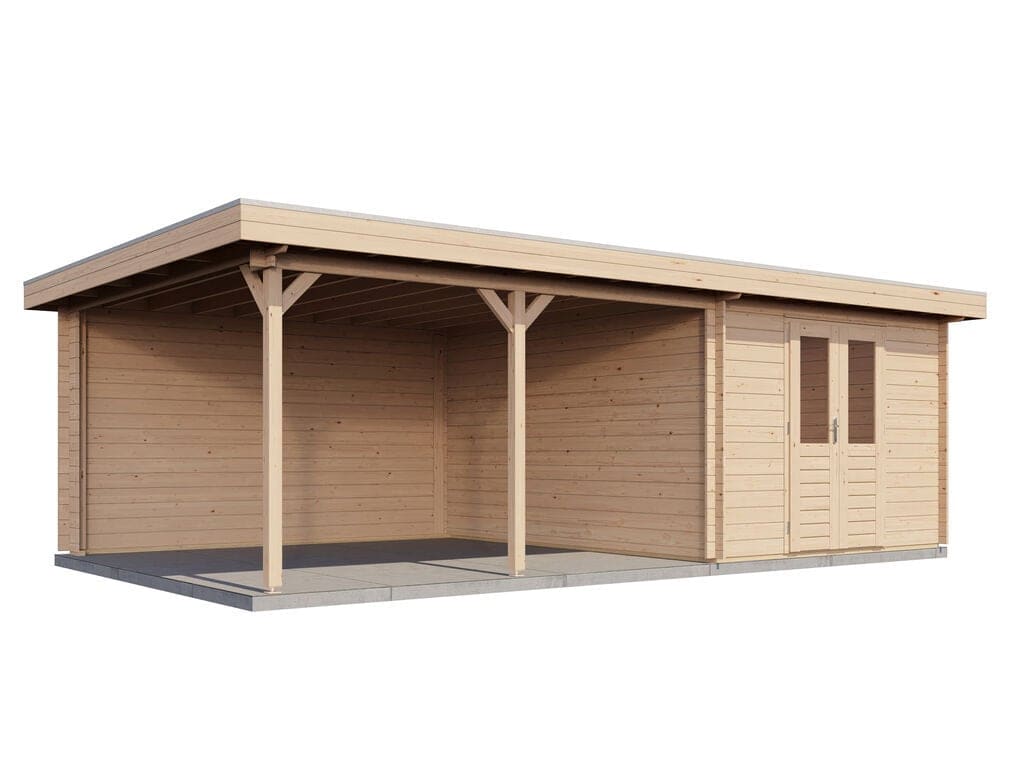 Lugarde Select Blokhut met Overkapping Culemborg 300x400cm + 400cm - Onbehandeld