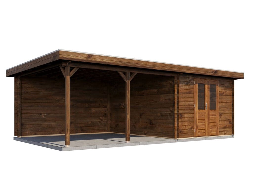 Lugarde Select Blokhut met Overkapping Culemborg 300x400cm + 400cm - Behandeld