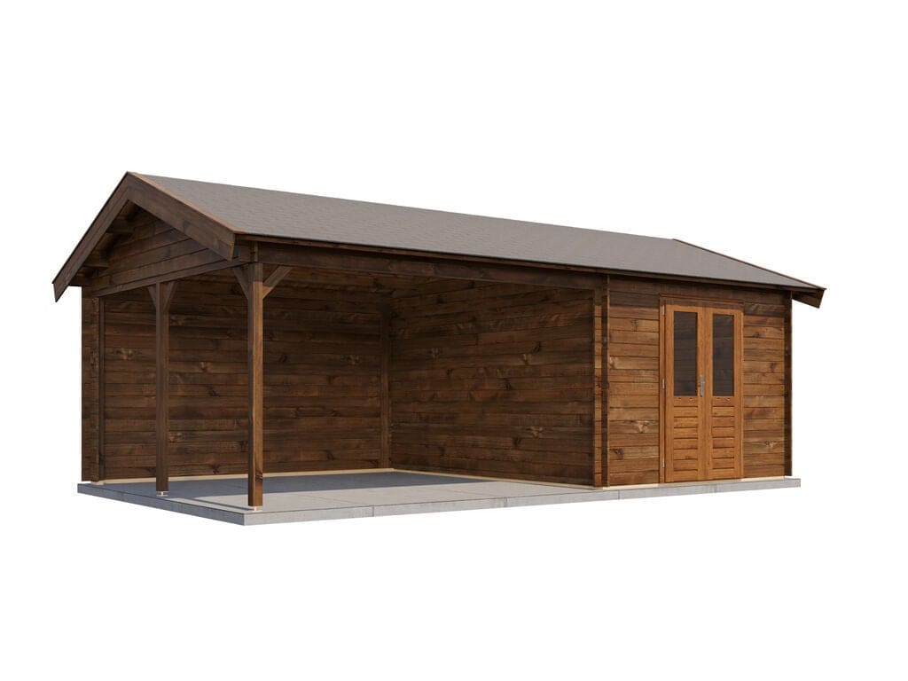 Lugarde Select Blokhut met Overkapping Haaksbergen 300x400cm + 400cm - Behandeld