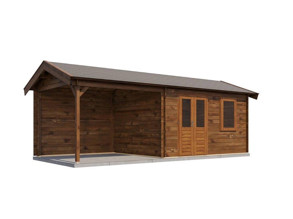 Lugarde Select Blokhut met Overkapping Holten 400x300cm + 300cm - Behandeld