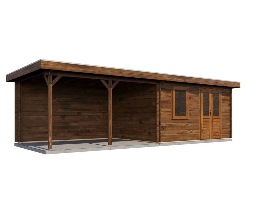 Lugarde Select Blokhut met Overkapping Huissen 400x300cm + 400cm - Behandeld