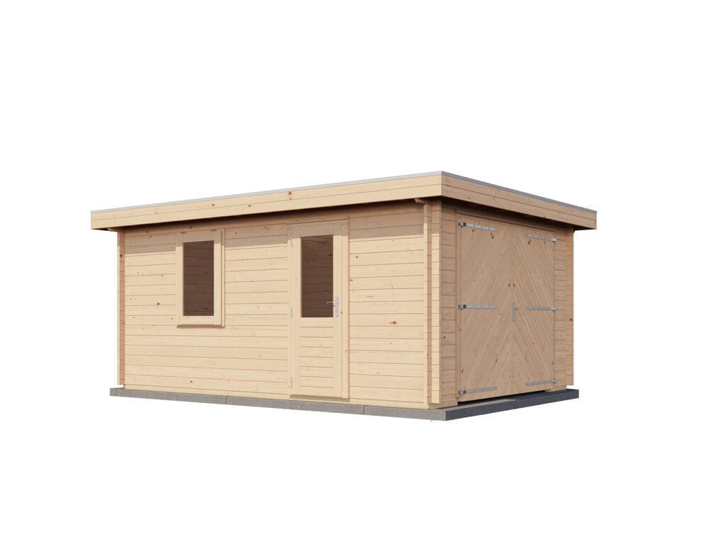 Lugarde Select Blokhut Eibergen met garagedeur 350x500cm - Onbehandeld