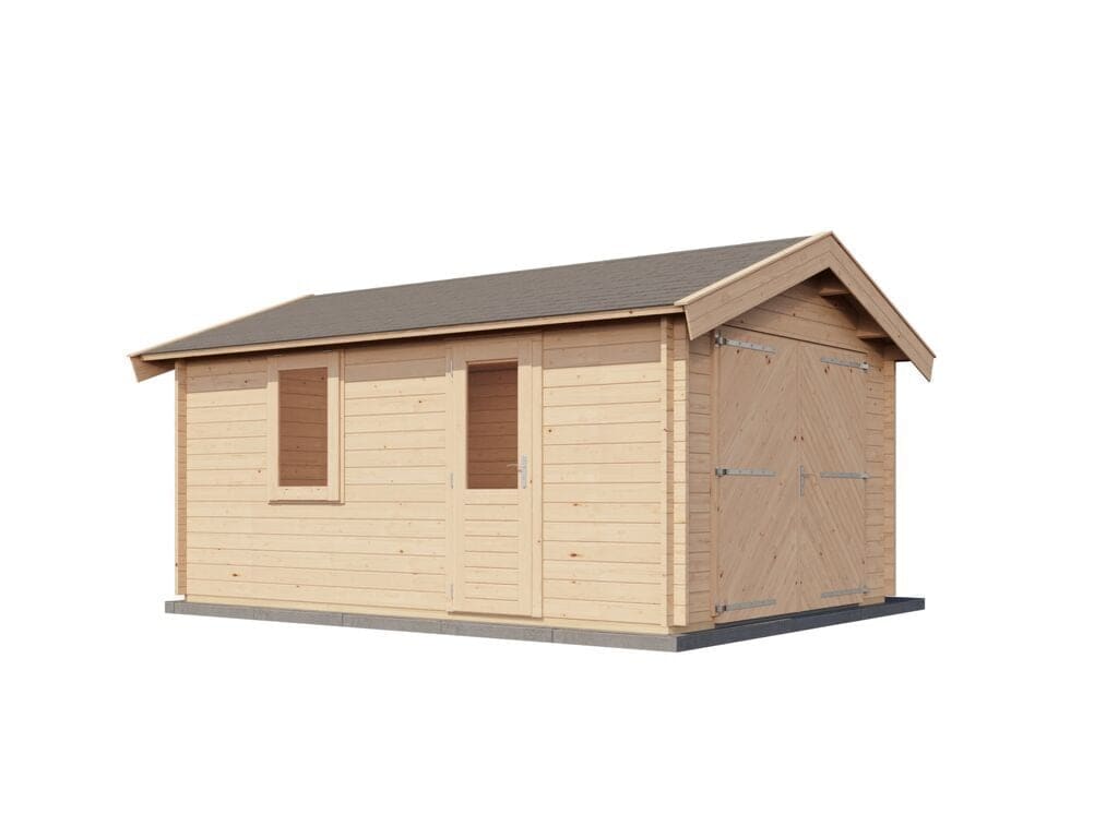 Lugarde Select Blokhut Opheusden met garagedeur 350x500cm - Onbehandeld