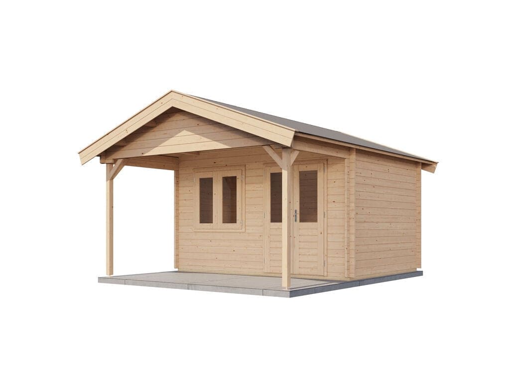 Lugarde Select Blokhut met Overkapping Katwijk 400x300cm + 200cm - Onbehandeld