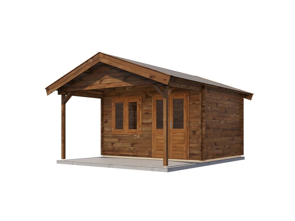 Lugarde Select Blokhut met Overkapping Katwijk 400x300cm + 200cm - Behandeld