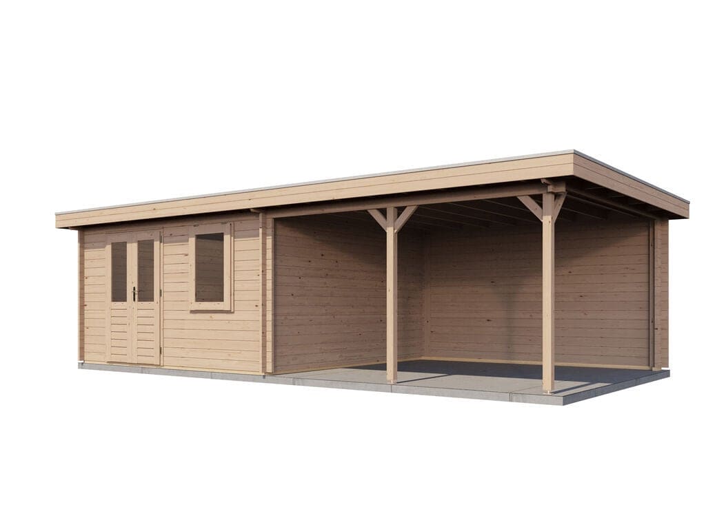 Lugarde Select Blokhut met Overkapping Didam 400x400cm + 400cm - Onbehandeld