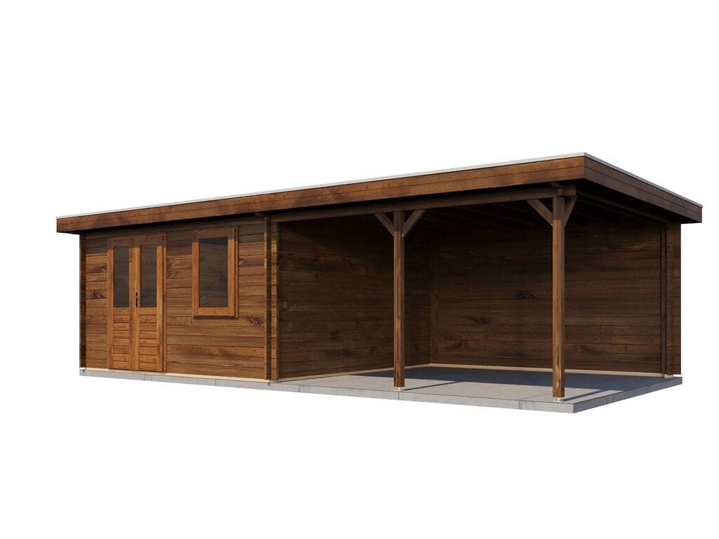 Lugarde Select Blokhut met Overkapping Didam 400x400cm + 400cm - Behandeld