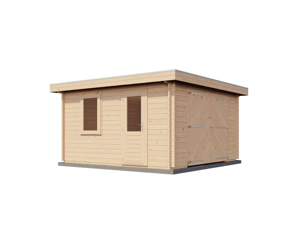 Lugarde Select Blokhut Groenlo met garagedeur 400x400cm - Onbehandeld