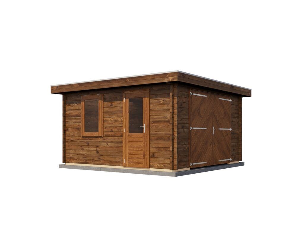 Lugarde Select Blokhut Groenlo met garagedeur 400x400cm - Behandeld