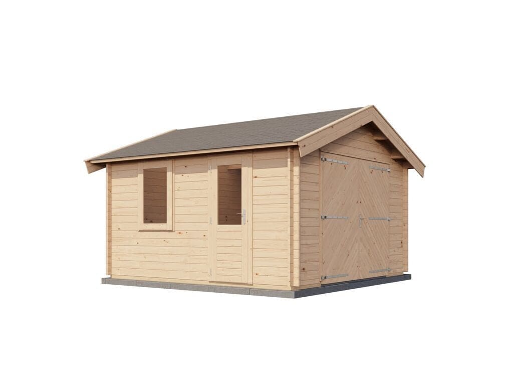 Lugarde Select Blokhut Maurik met garagedeur 400x400cm - Onbehandeld