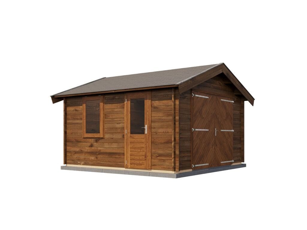 Lugarde Select Blokhut Maurik met garagedeur 400x400cm - Behandeld