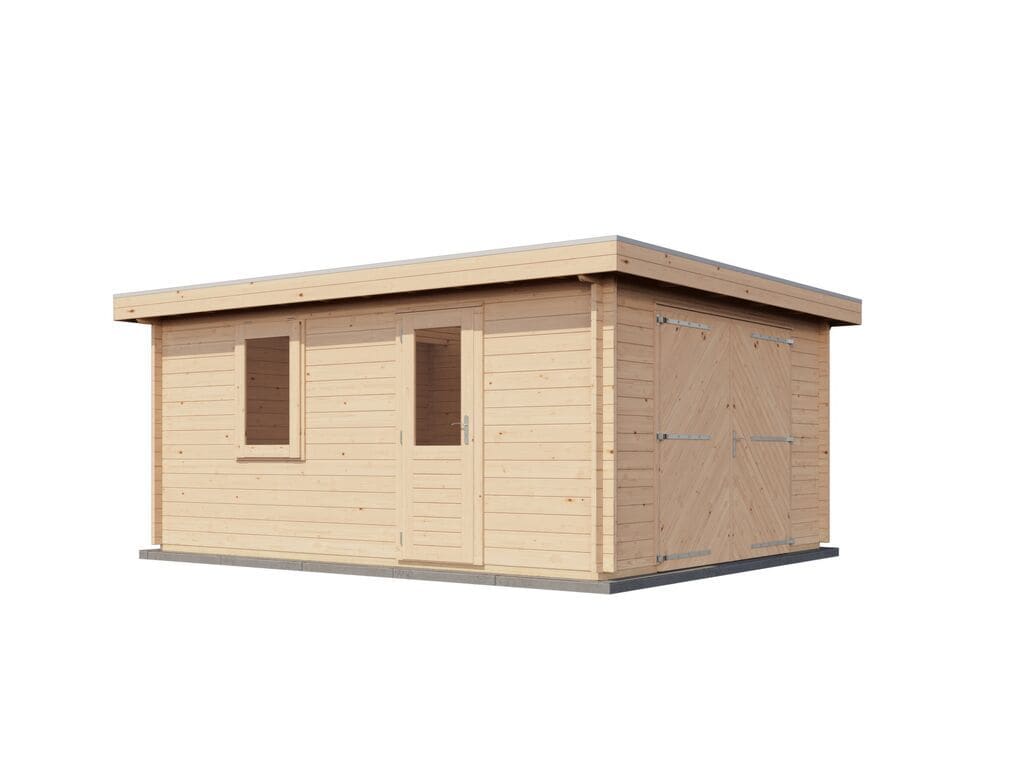 Lugarde Select Blokhut Lochem met garagedeur 400x500cm - Onbehandeld